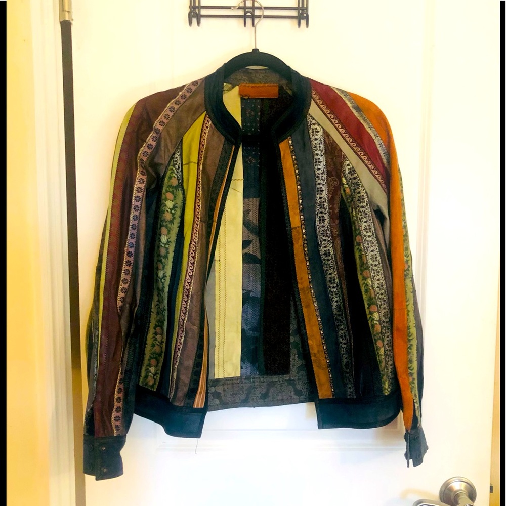 Robertto Cavalli hand painted leather jacket Size S
